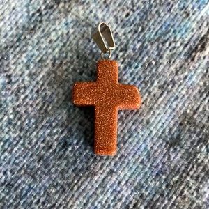 Natural Goldstone cross pendant